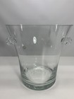 Glass Wine Champagne Ice Bucket Clear Smooth Glass Rolled Handles Vintage Heavy