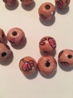 Vintage Lot Of 4 Hand Painted Wood Wooden Pink Beads Macrame Flowers 15mm Round