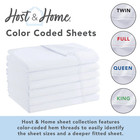 Microfiber Flat Bed Sheets  6 Pack   Color And Size Options  Color Coded Hem