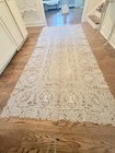 Antique Net Lace Bobbin Tablecloth Figural Cherubs Deer Vtg 60x124 Victorian Wow