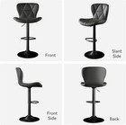 Set Of 2 Adjustable Swivel Bar Stools Faux Leather Counter Height Chairs Black