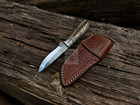 Handmade Rasp Steel Cowboy Knife With Pinecone Handle And Fine Leather Sheath