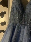 Alyce Paris Blue Tulle Embellished Spaghetti Strap Ball Gown Formal Dress