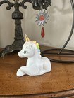 Vintage Ceramic Nanco 3  Rainbow Pastel Laying Unicorn W  Gold Horn Figurine