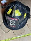 Vintage 90   s Ben Franklin Fireman Helmet Fire Dept Firefighter Leather Patch