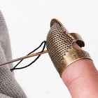 1pc Copper Thimble Sewing Retro Finger Protector Anti Slip Ring For Protect Fing