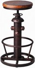 Vintage Swivel Bar Stool Hydrant Design Adjustable Height Wood Seat Copper Metal