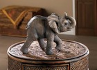 Joyous Polyresin Stone Powder Happy Elephant Tabletop Statue Home Decor