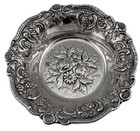 Vintage Sterling Silver Ornate Floral Repouss   Dish