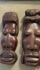 Pair Hand Carved African Wooden Tribal Style Wall Masks 10    Folk Art Decor