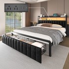 Full Queen Size Bed Frame With Storage Drawers  2-tier Storage led Headboard