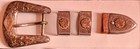 Vtg 10k Gold Sterling Silver Small Ranger Buckle 4 Piece Set Fits 5 8  Wide Belt