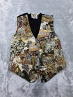 Vintage 1990s Western Tapestry Horse Print Fitted Vest Rodeo Country Folk Medium