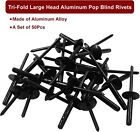50pcs Black Aluminum Tri-fold Exploding Pop Rivets 3 16 Large Flange 3 16  x1  