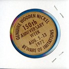 1972 Town Of Hooksett  Nh 150th Anniversary Week 1 5  Souvenir Wooden Nickel