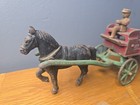 Antique Cast Iron 2 Horse Stake Wagon With Driver 1915   1925 11    Long - Kenton