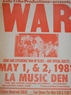 Rare Obscure Original 1981 War - At La Music Den In Oakland  Ca Concert Poster