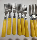 Vintage Yellow Handle Flatware Set Service For 6 18 Pc Gibson Housewares Retro