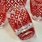 Vintage Mcm France Red Geometric Glass Decanter 6 Shot Glasses 7 Pc Set