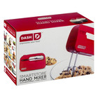 Dash Smartstore Hand Mixer 3 Speeds 150 Watts Built-in Beater Storage Red