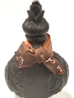 Antique French Art Deco Black Enbossed Satin Glass Perfume Bottle Flowers