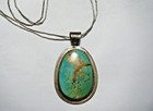 Ct Clayton Tom Vintage Navajo Pendant Sterling Silver   Large Royston Turquoise