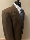 Paul Dione 70  Cashmere Silk Suit Jacket Brown Herringbone Sz 42 Corporate Work