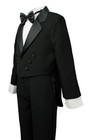  Boy Black Tuxedo With Tail   Satin Lapel