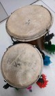 Vintage Wooden Bongo Drums  Handmade Boho  Drums 7  4 