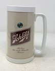 Schlitz Logo Beer Plastic Stein Mug Thermo-serv White Handle Insulated Vintage 