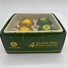 John Deere 4pc Glass Ball Christmas Tree Ornament Set Green gold 2008 Og Box 2 