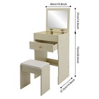 White Oak Color Vanity Table W  Mirror  Compact Makeup Vanity With Drawer stool