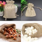 Wedding Natural Hessian Burlap Jute Favour Gift Bags Drawstring Sack Pouch Logo