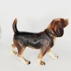 Hand Painted Brown Beagle Vintage Figurine W  Chain Tag 6 X 5 X 2 25 Inches Prop