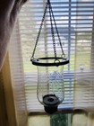 Vintage Solid Brass   Etched Glass Hanging Candle Holders Hurricane Lanterns 
