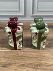Vintage Christmas Wrapped Present 2  Holly   Bow Salt   Pepper Shakers Holiday