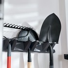 Suncast Long Handle Garage Wall Tool Organizer  Resin Storage Hanger Rack  Black
