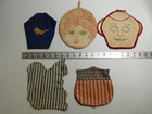 Vintage 1950 s Crochet Pot Holders Hot Pads Embroidery Homemade Flag - Lot Of 5