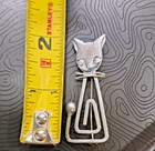 Vintage Sterling Silver Taxco Mexico Orvelo Cat Pin brooch