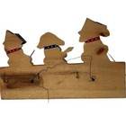 Handcrafted Folk Art Wood Peg Rack Red White Blue Patriotic Americana Bunnies