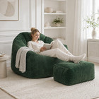Oversized Bean Bag Chair With Ottoman soft Thick Sparkle Fabric Beanbag Sofa
