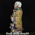 19 4  Old Dynasty Famille Rose Porcelain Tongzi Kid Boy Maitreya Buddha Statue