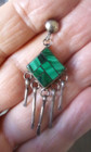 Vintage Native American Sterling Silver And Malachite Earrings Signed Ao Nice 