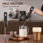Electric Milk Frother Handheld For Coffee Egg Stand 3 Stainless Whisks 3 Speeds