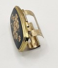 Vintage Mid Century Floral Lipstick Holder Compact Flip Up Mirror Japan