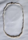 14k Yellow Gold Beaded Necklace White Round Pearl Box Clasp Signed