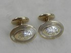 Vintage 14k Yellow Gold Oval Monogrammed  b  Cufflinks Antique