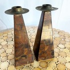 Israeli Olive Wood Shabbat Candle Holders candlestick Holders - A Pair