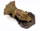 Antique Victorian Era Large Fancy Brass Hand Shaped Paper Clip