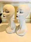 Two Vintage Mid-century Style Lot  1  Swan-neck Painted Female Mannequin Heads 